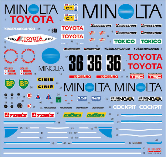 SHUNKO MODELS シュンコモデル SHK-D406 1/24 ミノルタ トヨタ 88C 1988 LM デカールセット ハセガワ対応